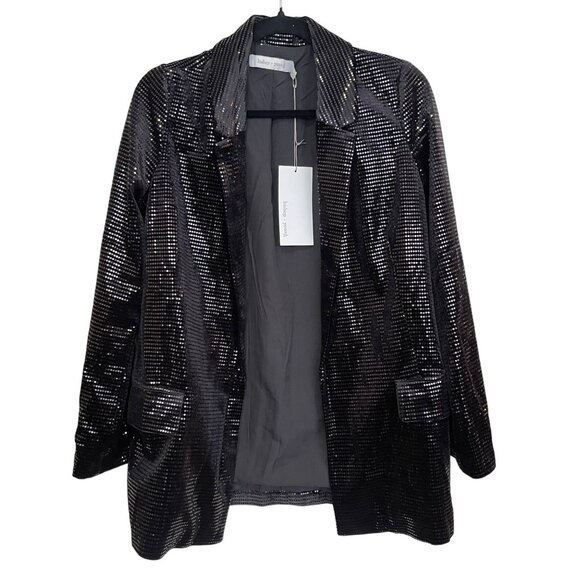 Anthropologie Steal the Night Sparkle Boyfriend Black Blazer NWT - Picture 5 of 10